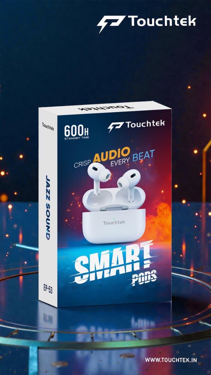 Touchtek Smart Pods Wireless Earbuds | Bluetooth 5.1 | Type-C Charging | 600H Standby